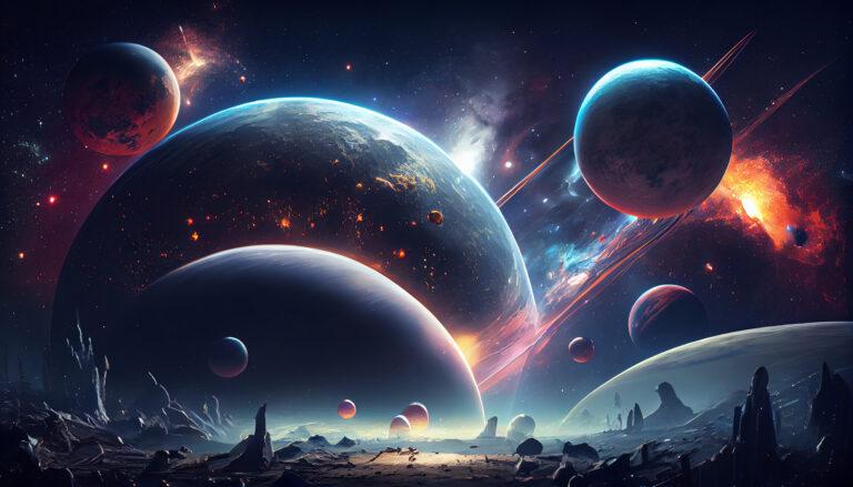 glowing spaceship orbits sphere deep space generated by ai